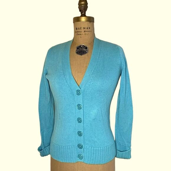 Green Cashmere White and Warren V neck button down knitted cardigan - XS- Small - Picture 1 of 9